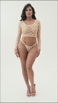 2-Piece Set with Long-Sleeved Crop Top