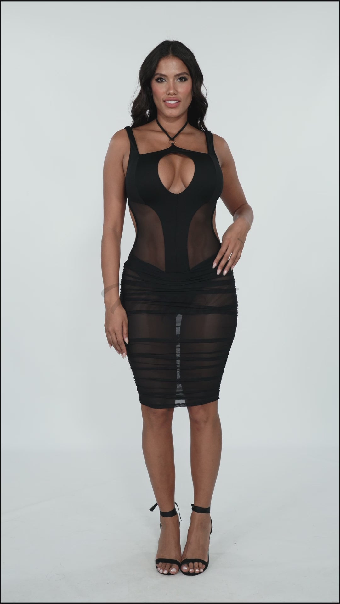 Sheer Mesh Dress with Open Back