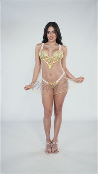 Floral Embroidered Babydoll with Matching Thong