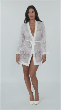 Lace Robe with Floral Sheer