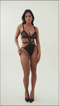 Fishnet & Wet-Look Underwire Bodysuit