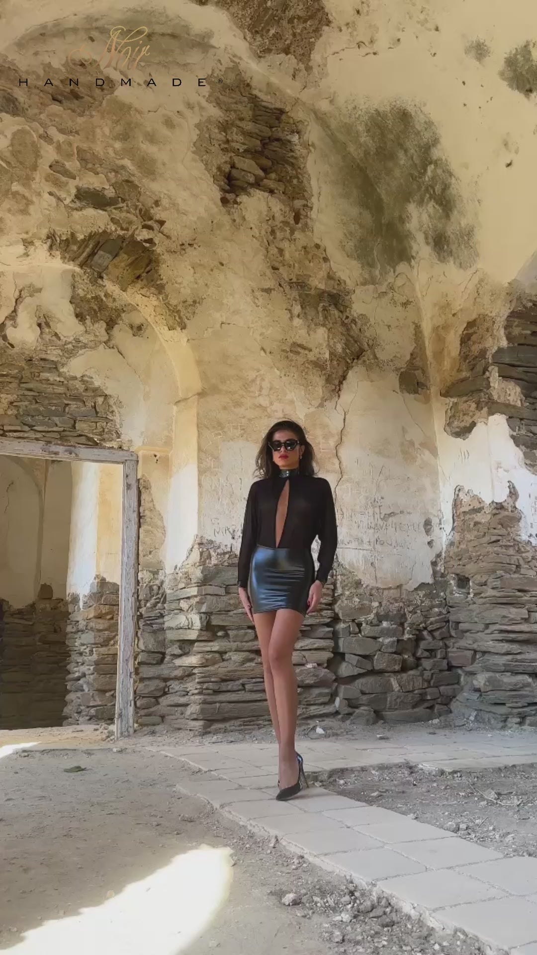 Noir Handmade Opium Power Wetlook And Tulle Mini Dress in Black 