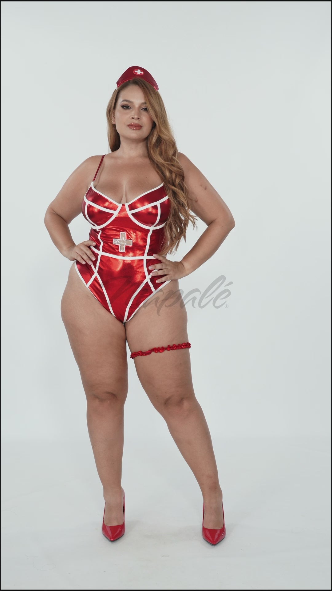 Metallic Red Nurse Costume