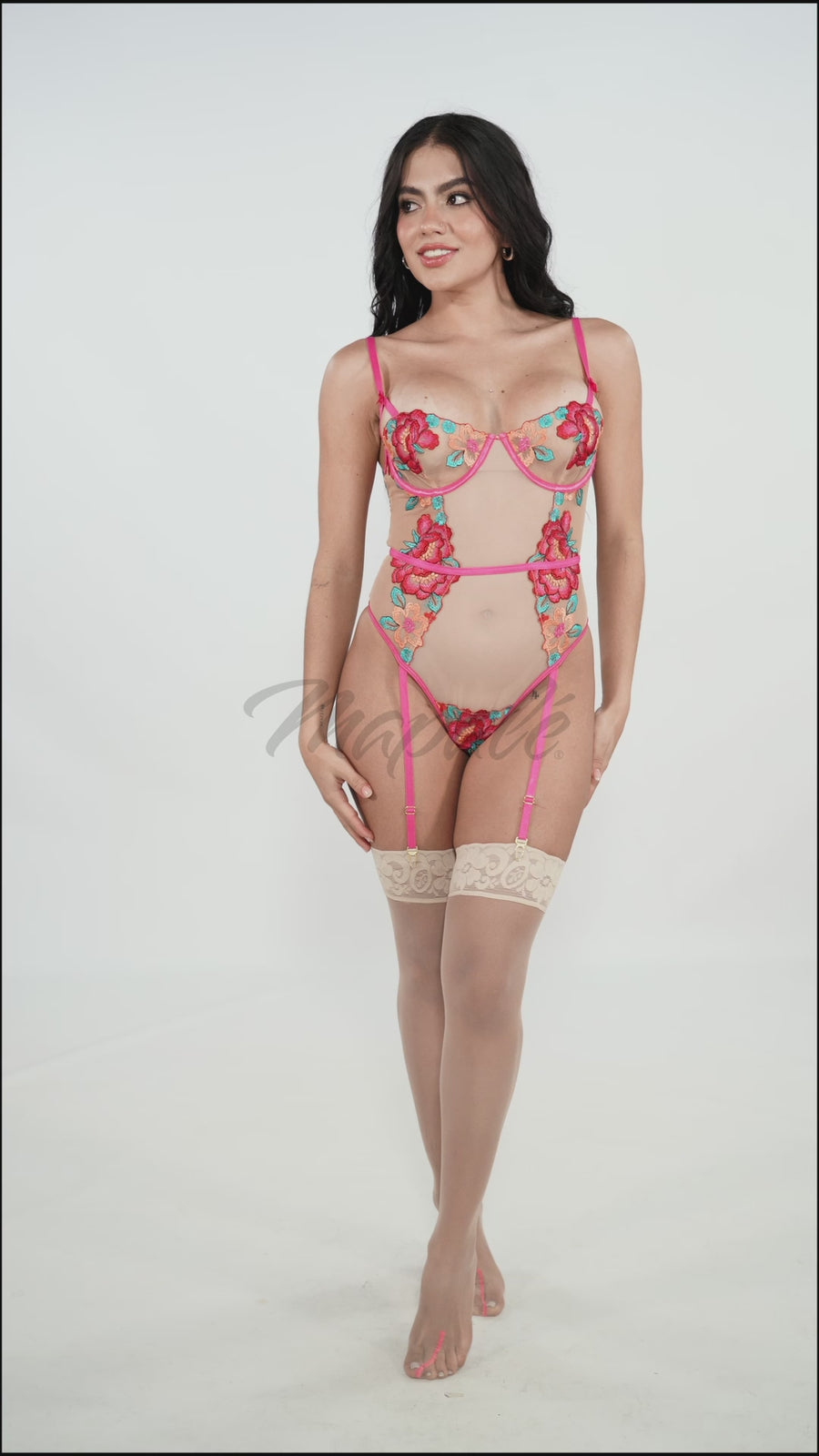 Floral Embroidered Mesh Bodysuit