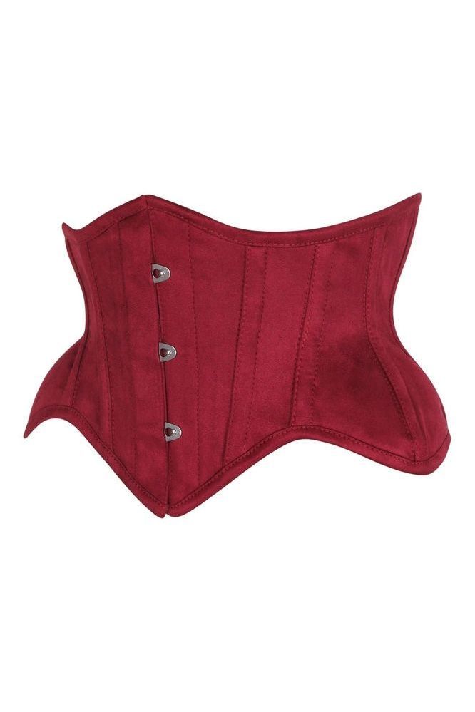 LIMITED EDITION Top Drawer Red Suede Steel Boned Mini Waist Cincher Corset