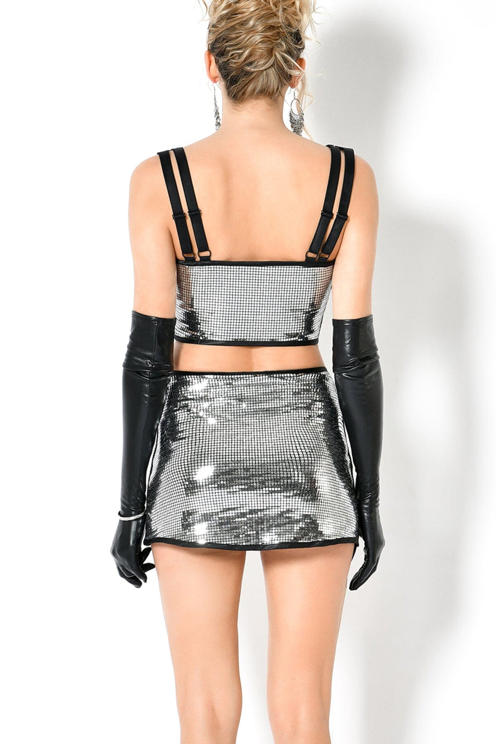 Les P'Tites Folies VESUBIE Disco Sequin Top in Silver 