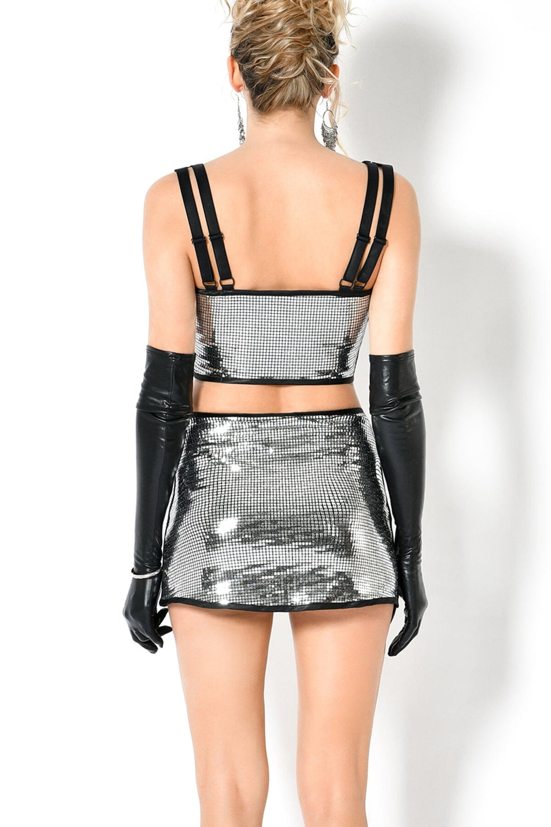 Les P'Tites Folies VESUBIE Disco Sequin Top in Silver 