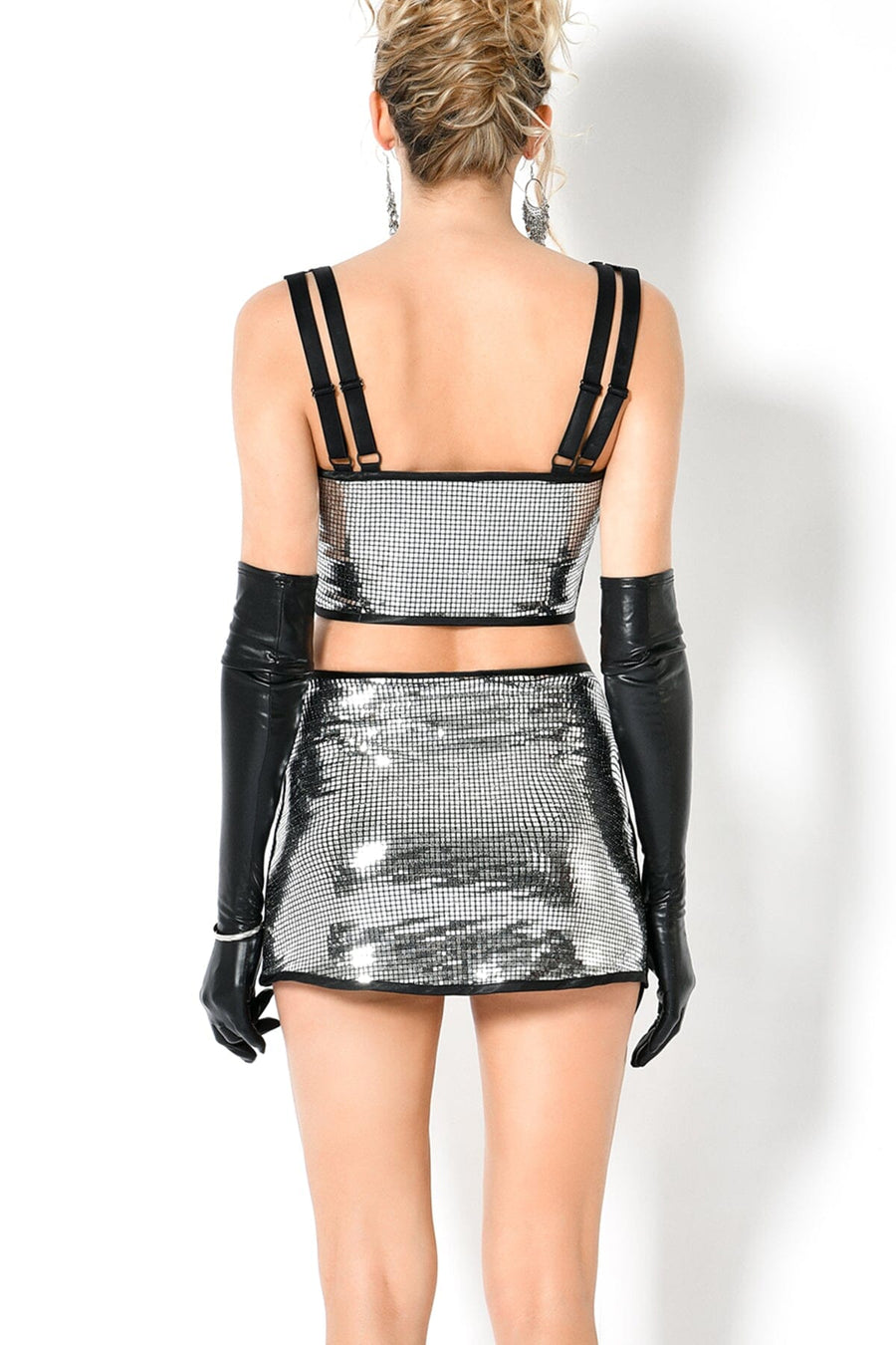 Les P'Tites Folies VESUBIE Sequin Disco Skirt in Silver 