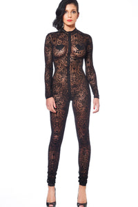 Patrice Catanzaro Sweety Combi Maori Fetish Catsuits in Black Mesh from SexyShoes.com