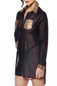 Veronika Shirt Fetish Tops | Black Mesh-Fetish Tops-Patrice Catanzaro-Black-SEXYSHOES.COM