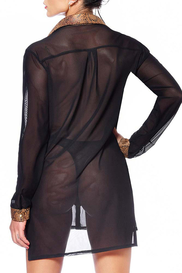 Veronika Shirt Fetish Tops | Black Mesh
