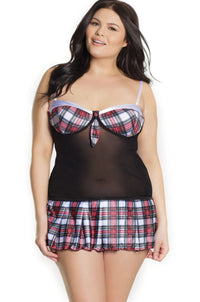 Coquette 1 PC. Mesh School Girl Chemise in Red  from SexyShoes.com