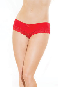 Coquette 1 Pc. Microfiber And Stretch Lace Hipster Panty in Red  from SexyShoes.com