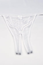 Embroidery Open Front Thong