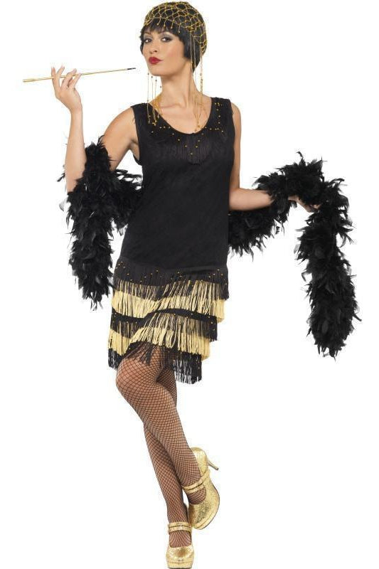 1920s Fringed Flapper Costume | Black-Fever-SEXYSHOES.COM