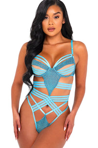 2 Piece Caged Teddy-Teddies-Roma Confidential-Blue-L-SEXYSHOES.COM