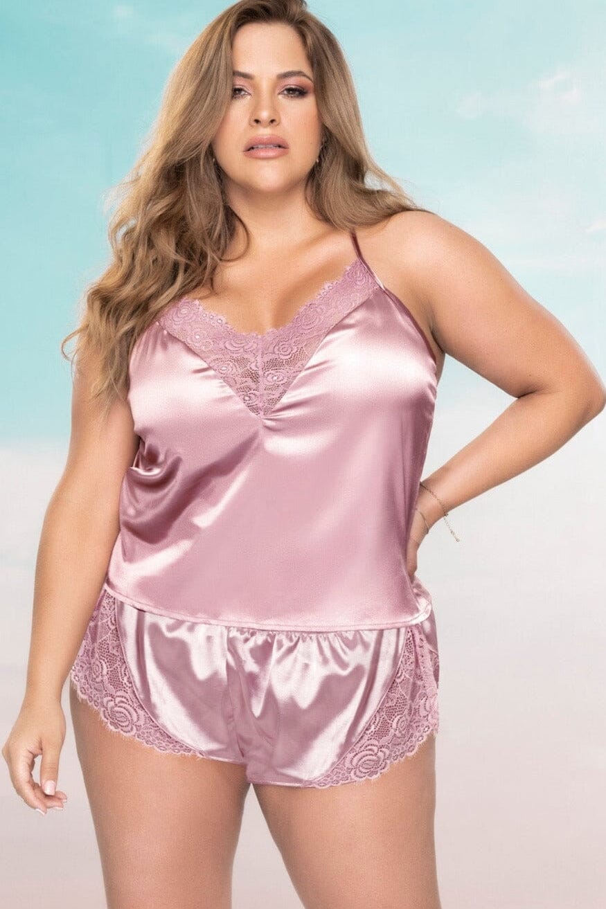 2 Piece Camisole Set | Plus Size-Lingerie Sets-Mapale-Pink-1/2XL-SEXYSHOES.COM