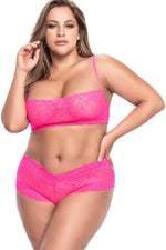 Lace Bralette And Boy Short 2 Piece Set | Plus Size