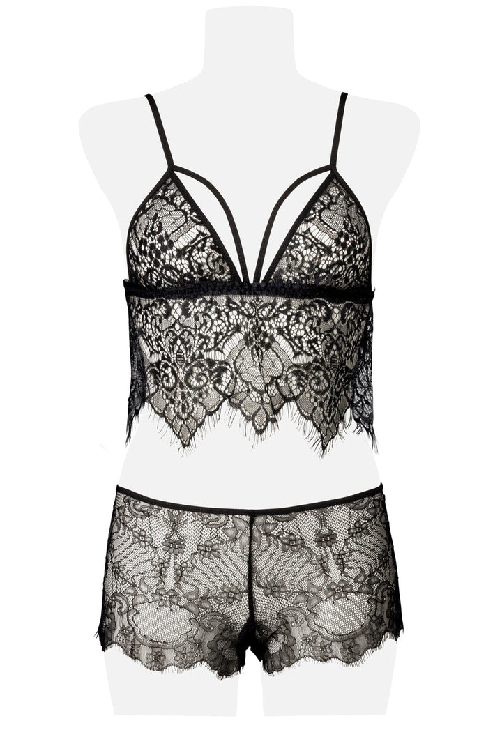 2 Piece Lace Cami Brief Set-Fetish Sets-Grey Velvet-SEXYSHOES.COM