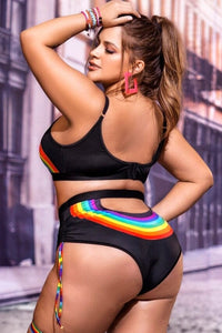 Mapale Open Cutout Underbust Boy Shorts Set in Black 