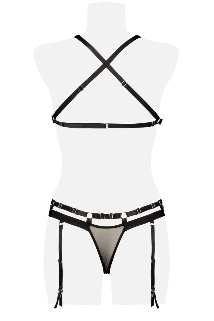 2 Piece Suspender Bandage and Garter Set-Fetish Sets-Grey Velvet-SEXYSHOES.COM