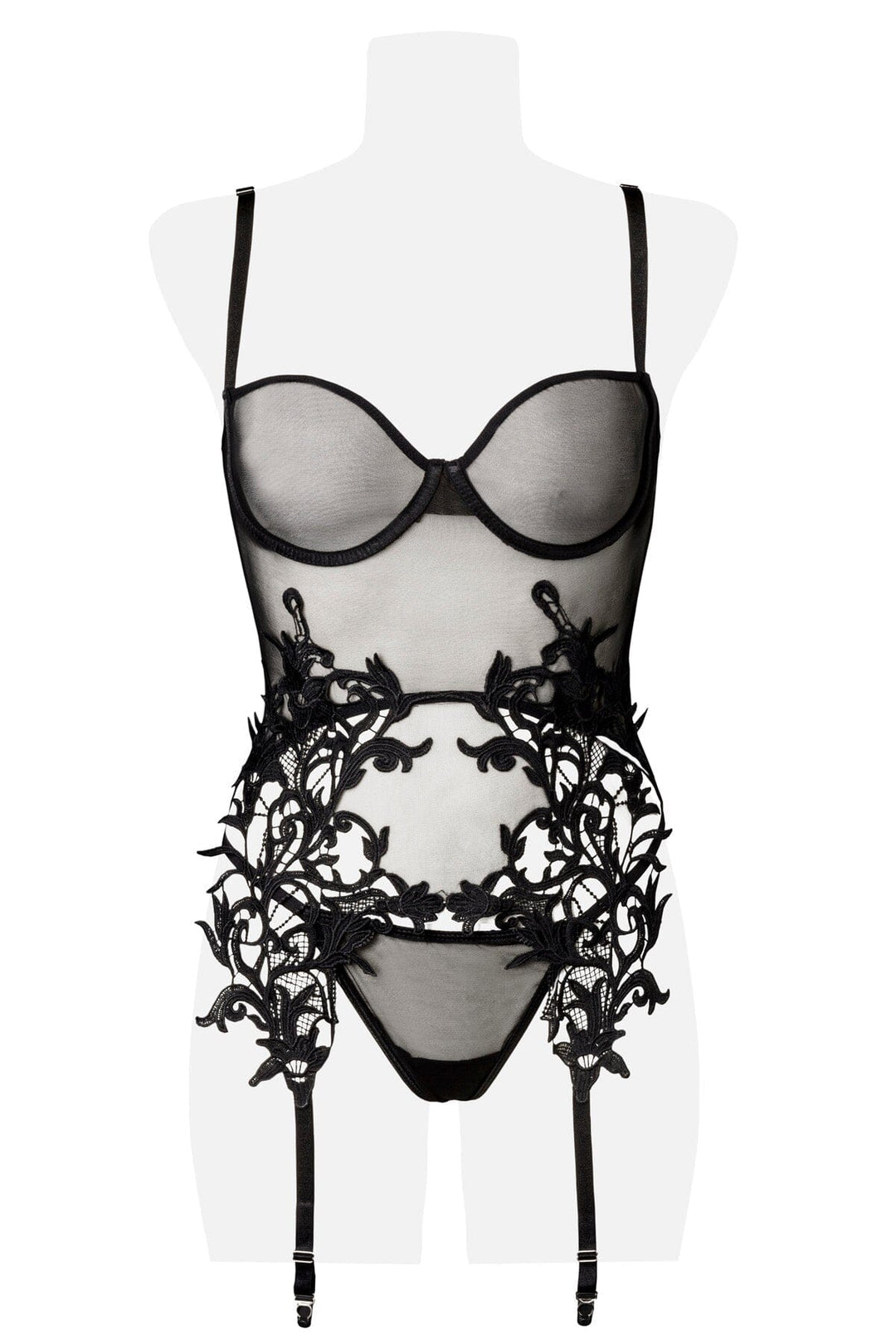 2 Piece Suspender Straps Negligee Set-Fetish Lingerie-Grey Velvet-SEXYSHOES.COM
