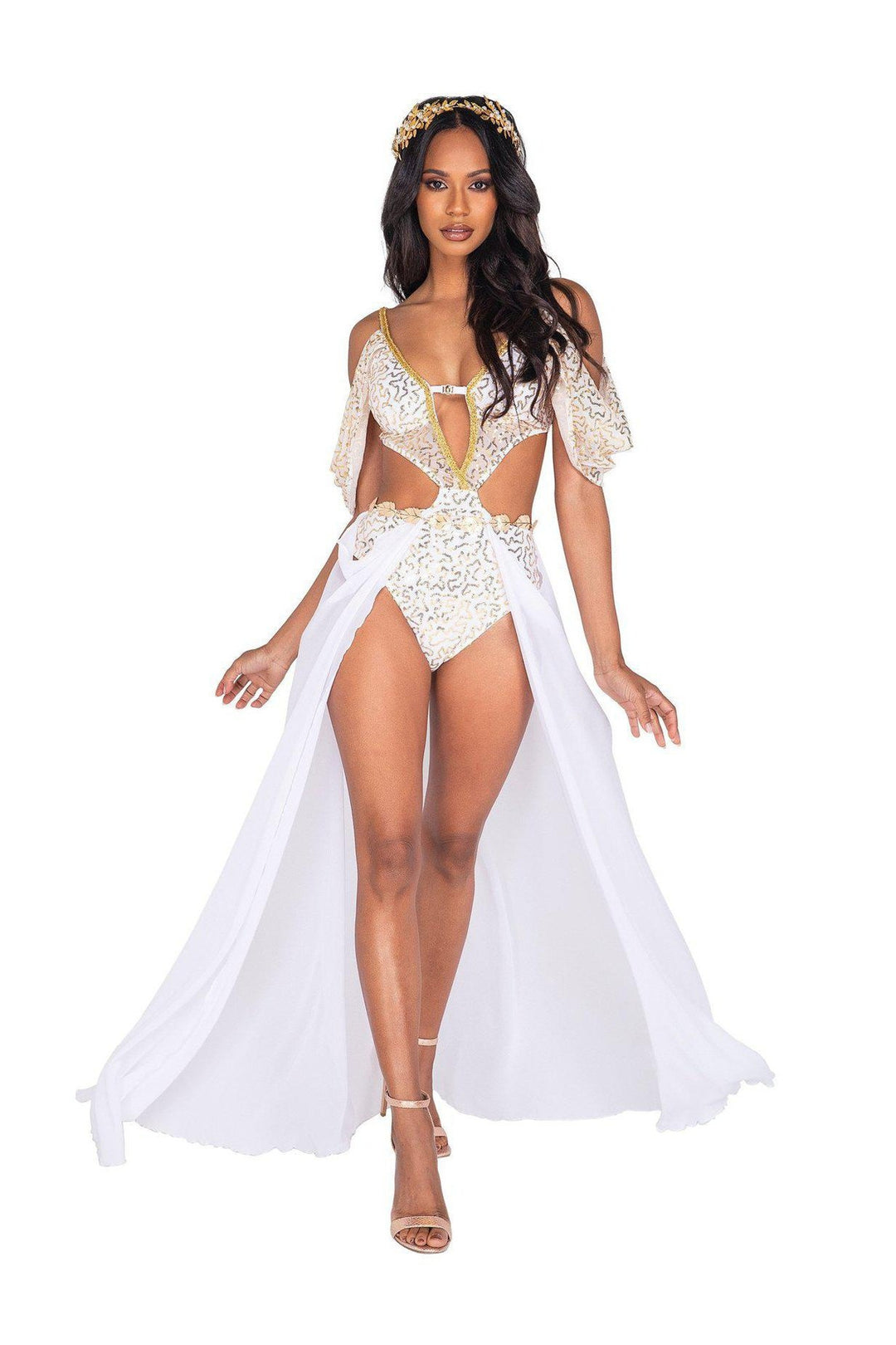 Roma Costumes 2 Piece Glam Goddess Costume in White 