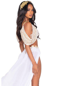 Roma Costumes 2 Piece Glam Goddess Costume in White 