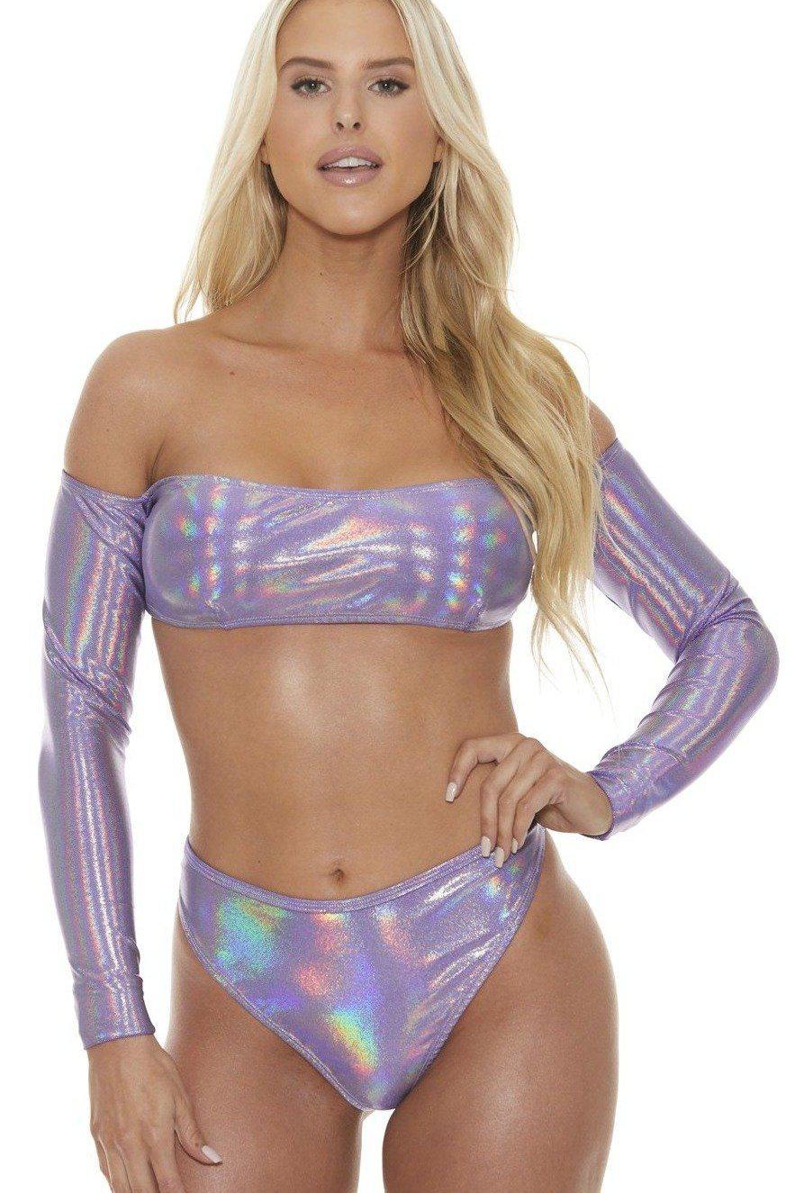 2 Piece Pin Dot Set-Dancewear Sets-Bodyshotz-Purple-O/S-SEXYSHOES.COM