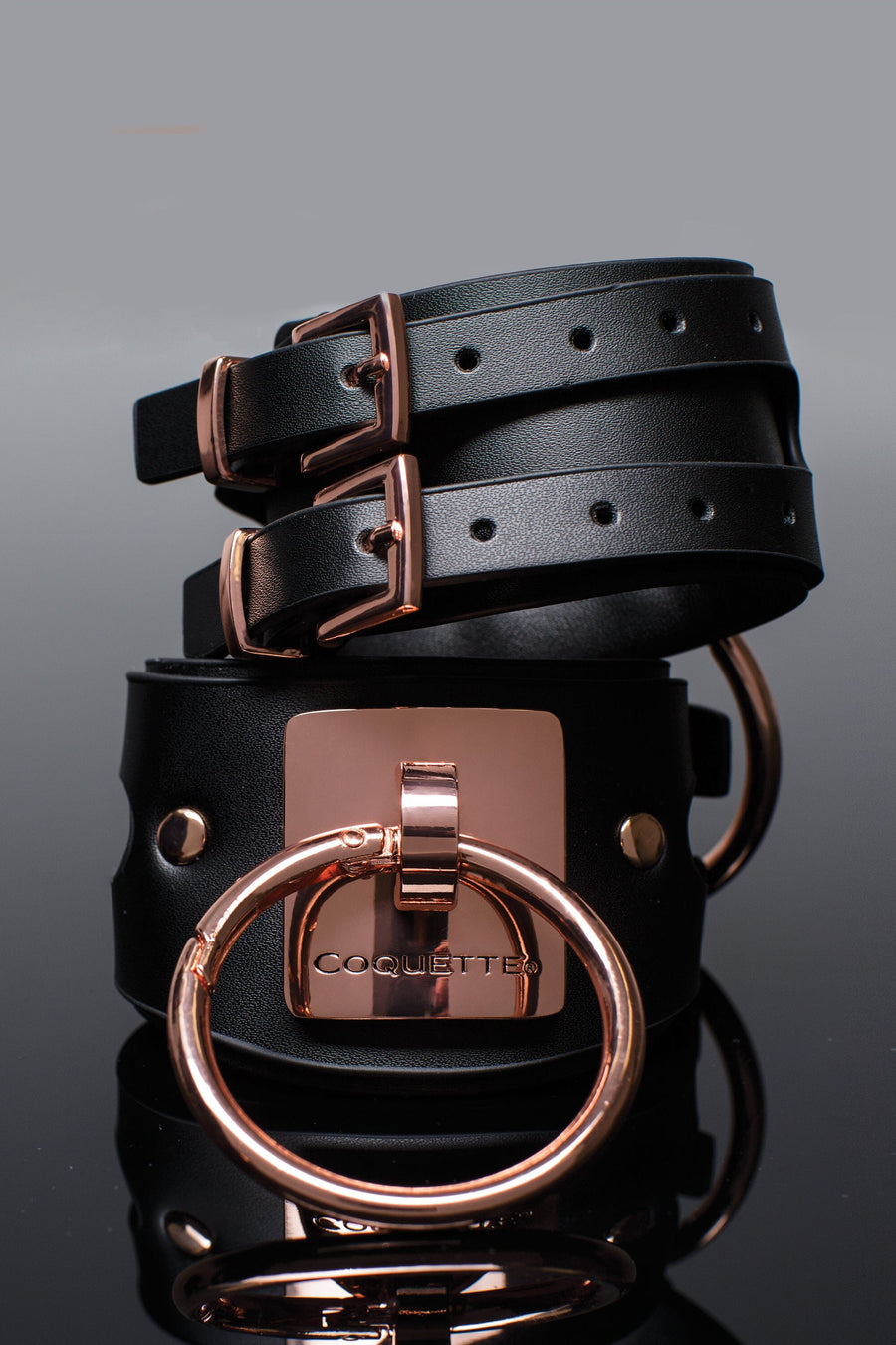 Vegan Leather Metal Ringed Premium Handcuffs-Cuffs + Chokers-SEXYSHOES.COM