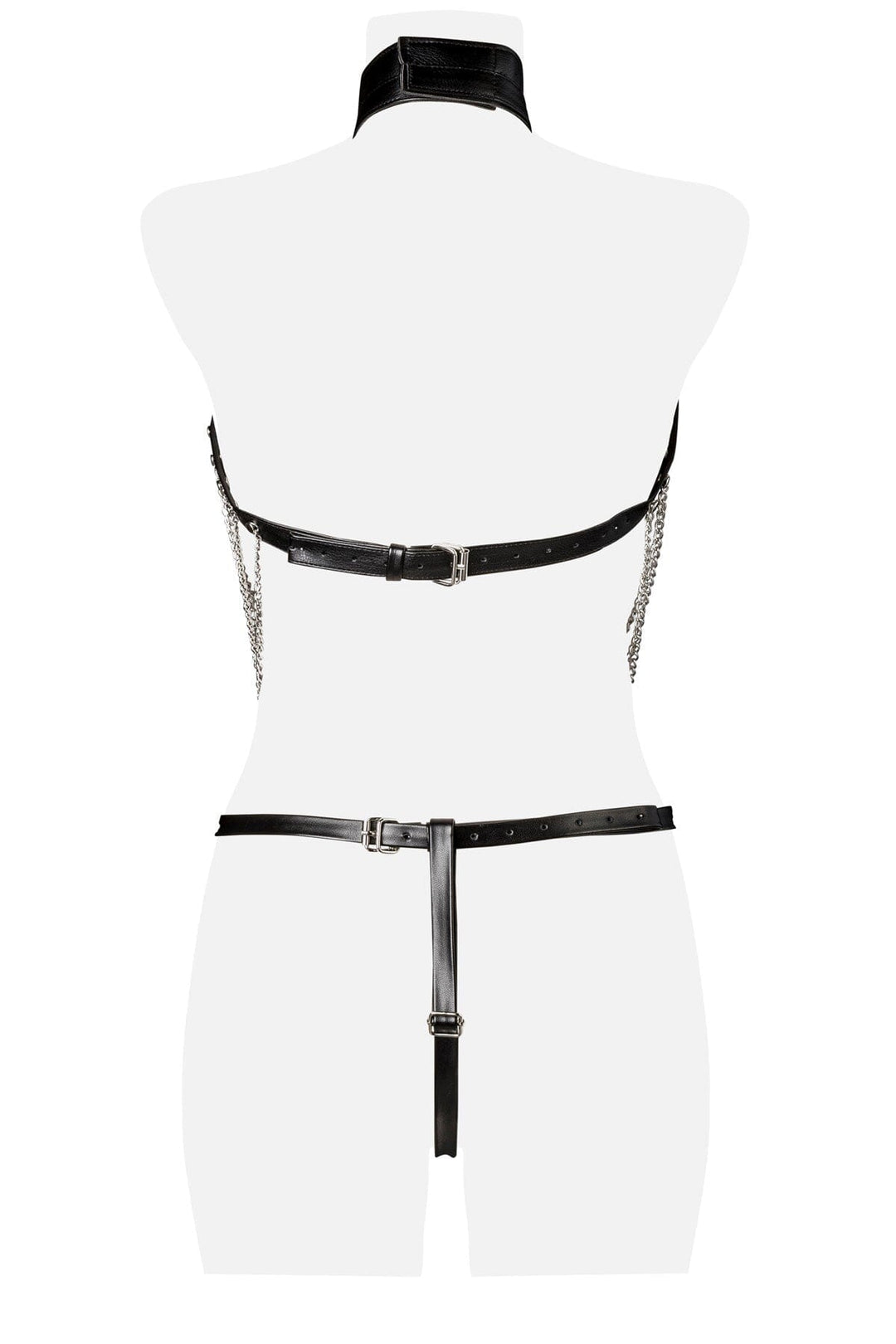 3 Piece Choker Bra and Hanging Chain Set-Body Harness-Grey Velvet-SEXYSHOES.COM