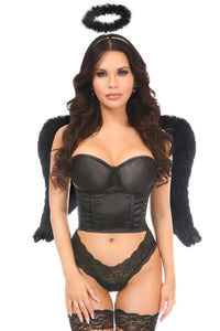 Daisy Corsets 3 Piece Night Angel Corset Costume in Black  from SexyShoes.com
