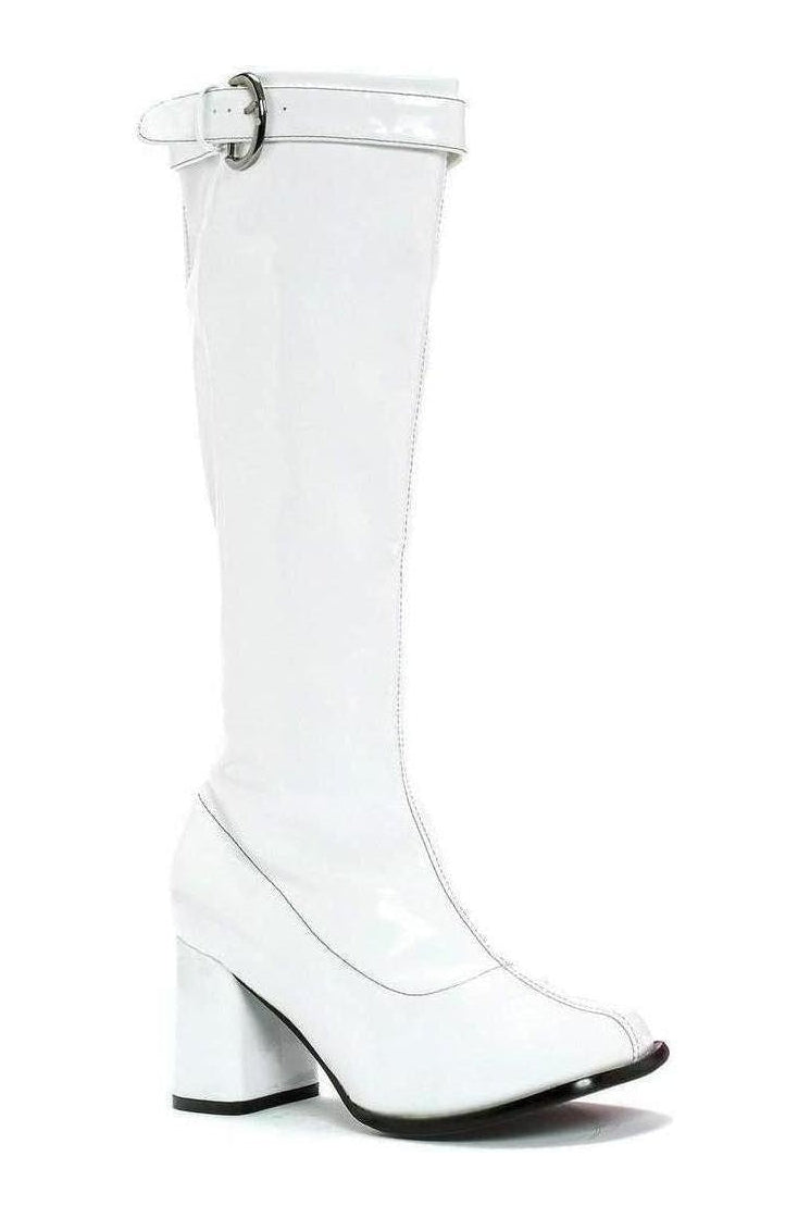 Ellie Shoes 300 HIPPIE GoGo Boot in White Patent from SexyShoes.com