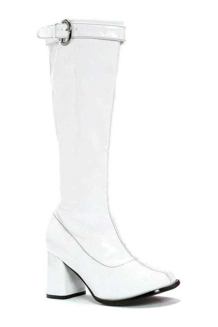 300-HIPPIE GoGo Boot | White Patent-Ellie Shoes-White-Knee Boots-SEXYSHOES.COM