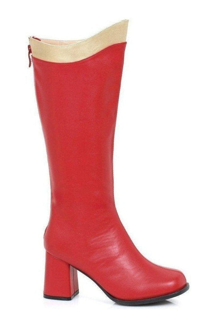 300-SUPER Costume Boot | Red Faux Leather-Ellie Shoes-SEXYSHOES.COM