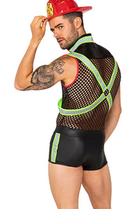 Roma Costumes 3pc Fireman Fever in Black 
