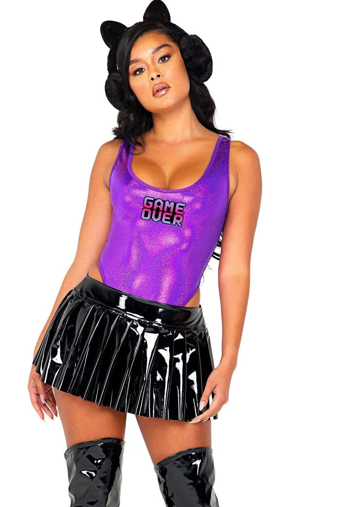 3pc Video Game Vixen-Other Costumes-Roma Costumes-Purple-L-SEXYSHOES.COM