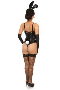Daisy Corsets 4 Piece Black PVC Bunny Corset Costume in Black 