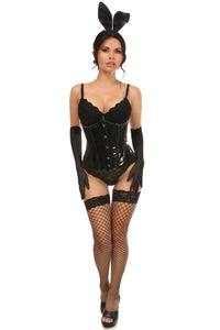 Daisy Corsets 4 Piece Black Vinyl Bunny Corset Costume in Black 