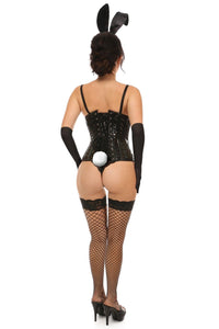 Daisy Corsets 4 Piece Black Vinyl Bunny Corset Costume in Black 