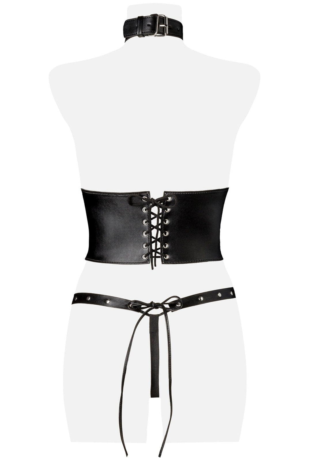 4 Piece Chain Halter Bra w/Corset & Bikini Bottoms-Fetish Corsets-Grey Velvet-SEXYSHOES.COM