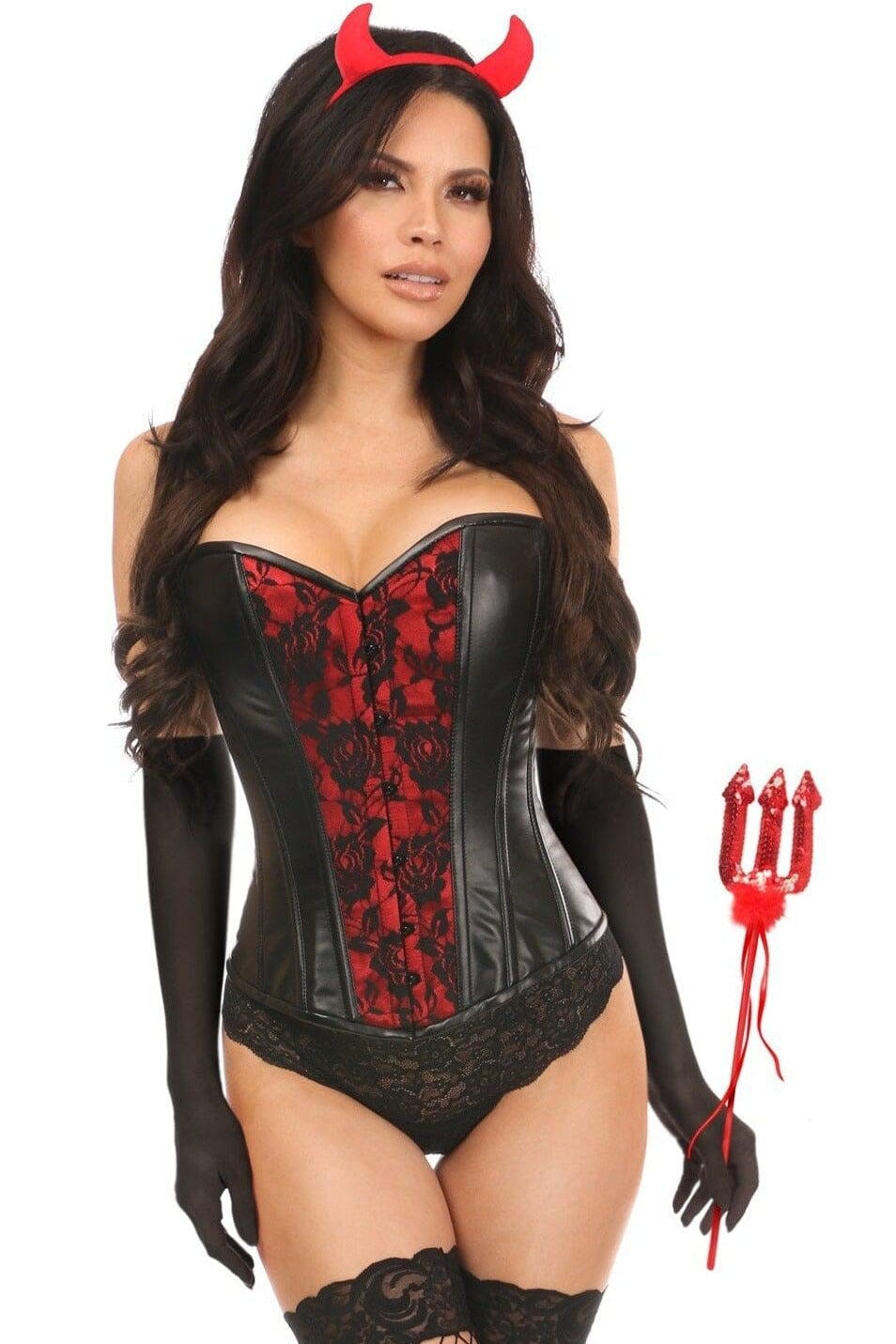 Daisy Corsets 4 Piece Gothic Devil Corset Costume in Black  from SexyShoes.com
