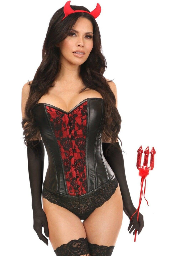 4 Piece Gothic Devil Corset Costume-Devil Costumes-Daisy Corsets-Black-2X-SEXYSHOES.COM