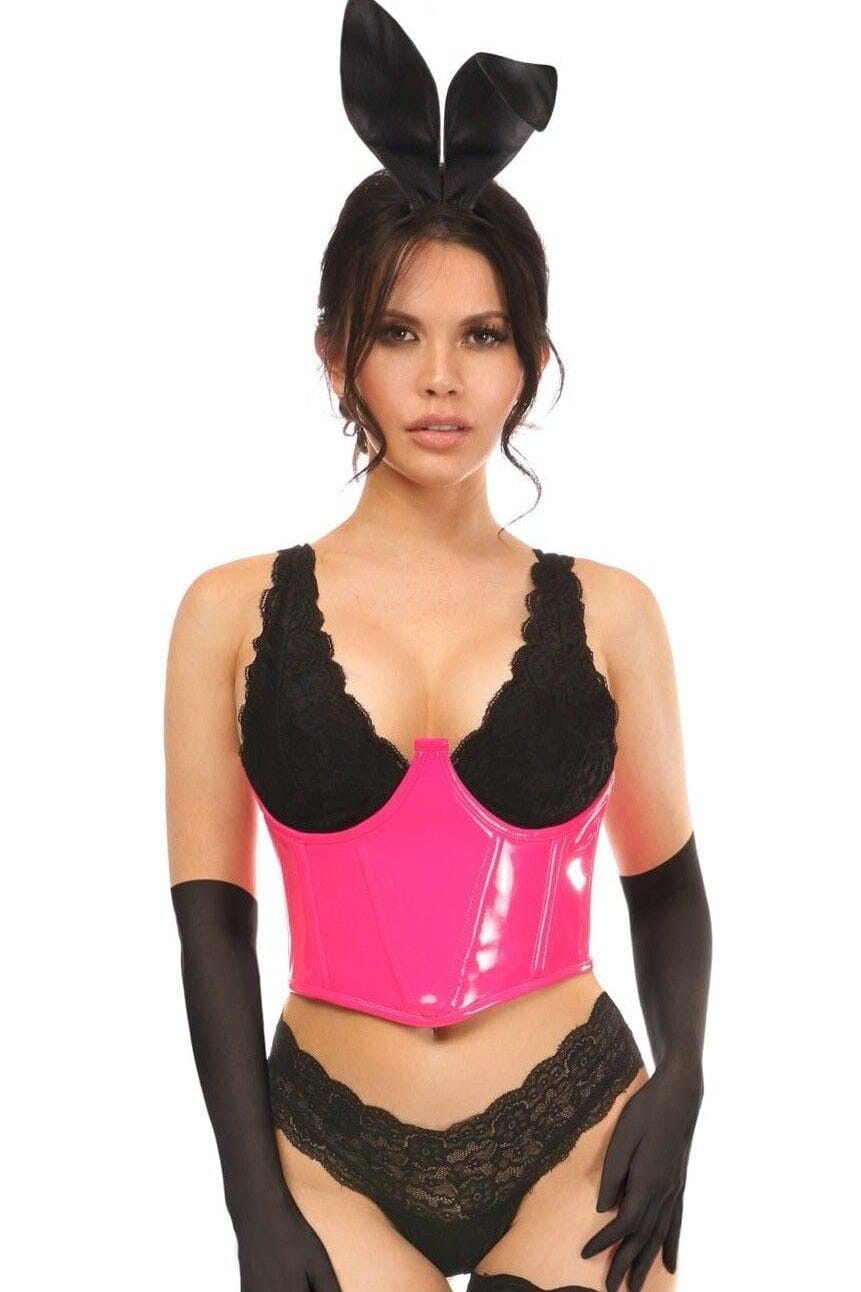 4 Piece Pink PVC Bunny Corset Costume-Devil Costumes-Daisy Corsets-Pink-2X-SEXYSHOES.COM