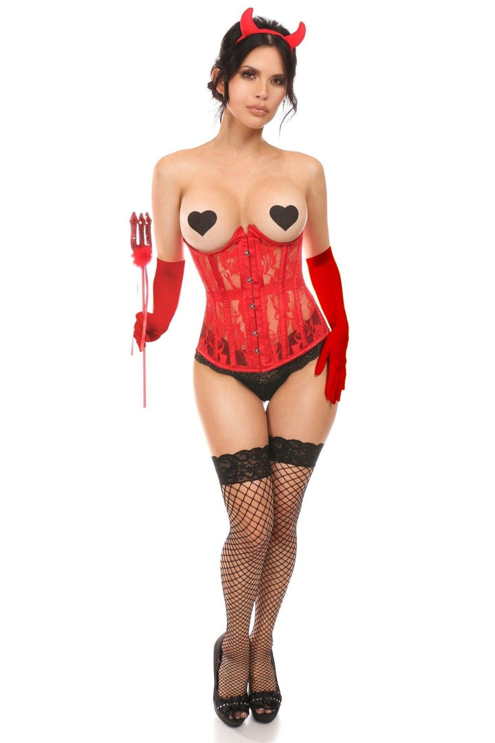 4 Piece Sexy Red Devil Corset Costume-Devil Costumes-Daisy Corsets-SEXYSHOES.COM