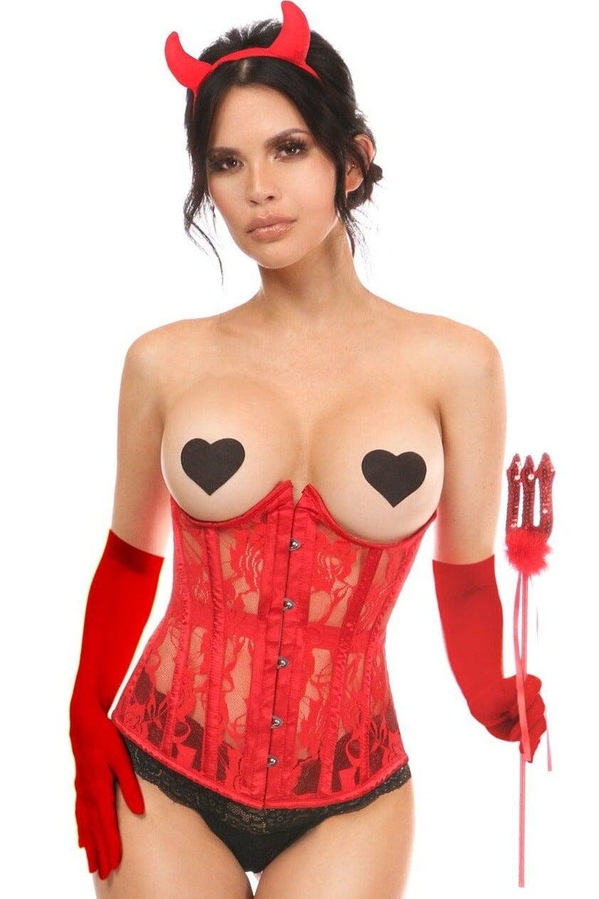 Daisy Corsets 4 Piece Red Devil Corset Costume in Red  from SexyShoes.com