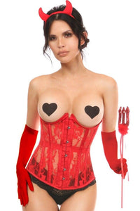 Daisy Corsets 4 Piece Red Devil Corset Costume in Red  from SexyShoes.com