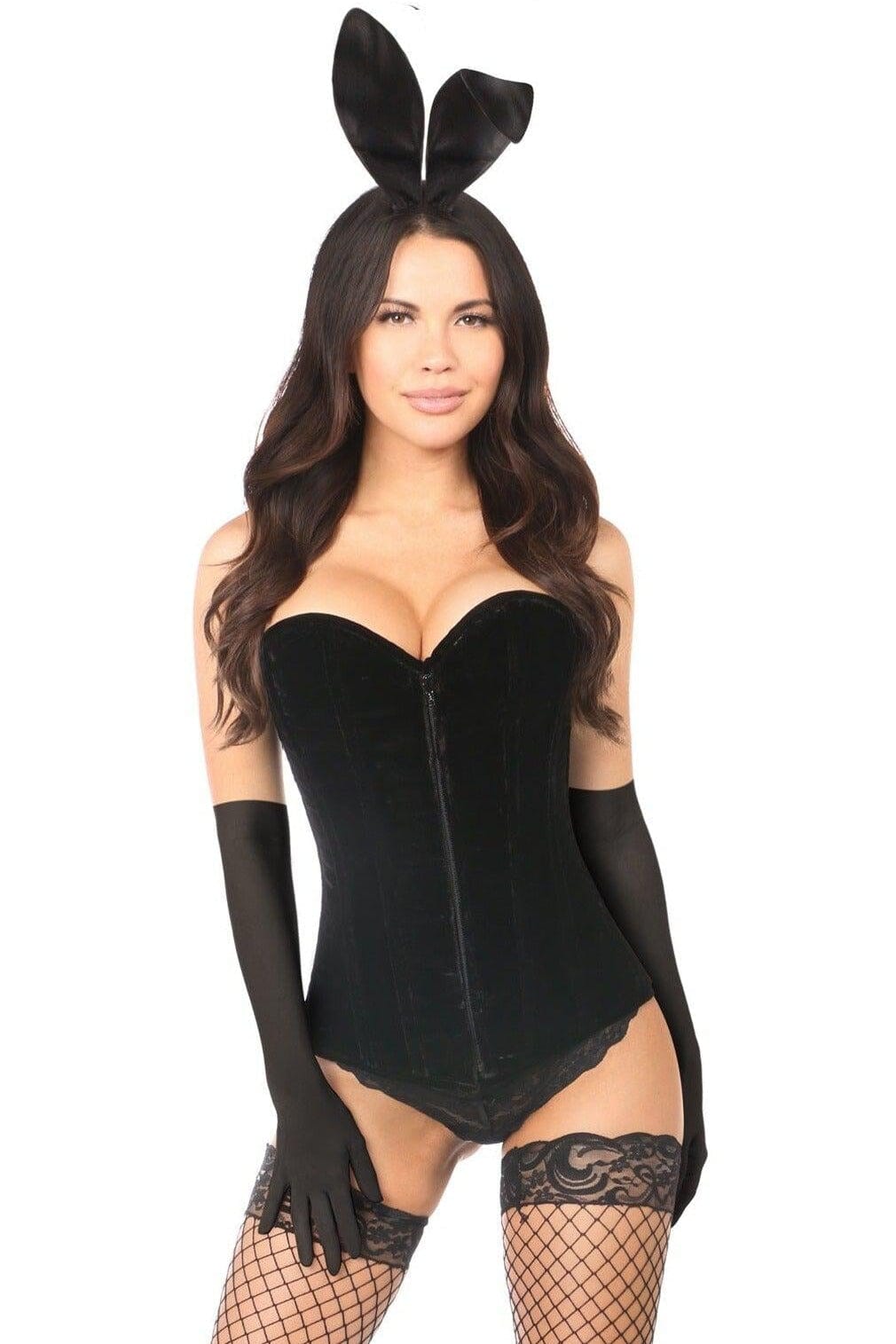 Daisy Corsets 4 Piece Velvet Bunny Corset Costume in Black  from SexyShoes.com