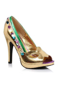 414-MASQUERADE Costume Pump | Gold Faux Leather