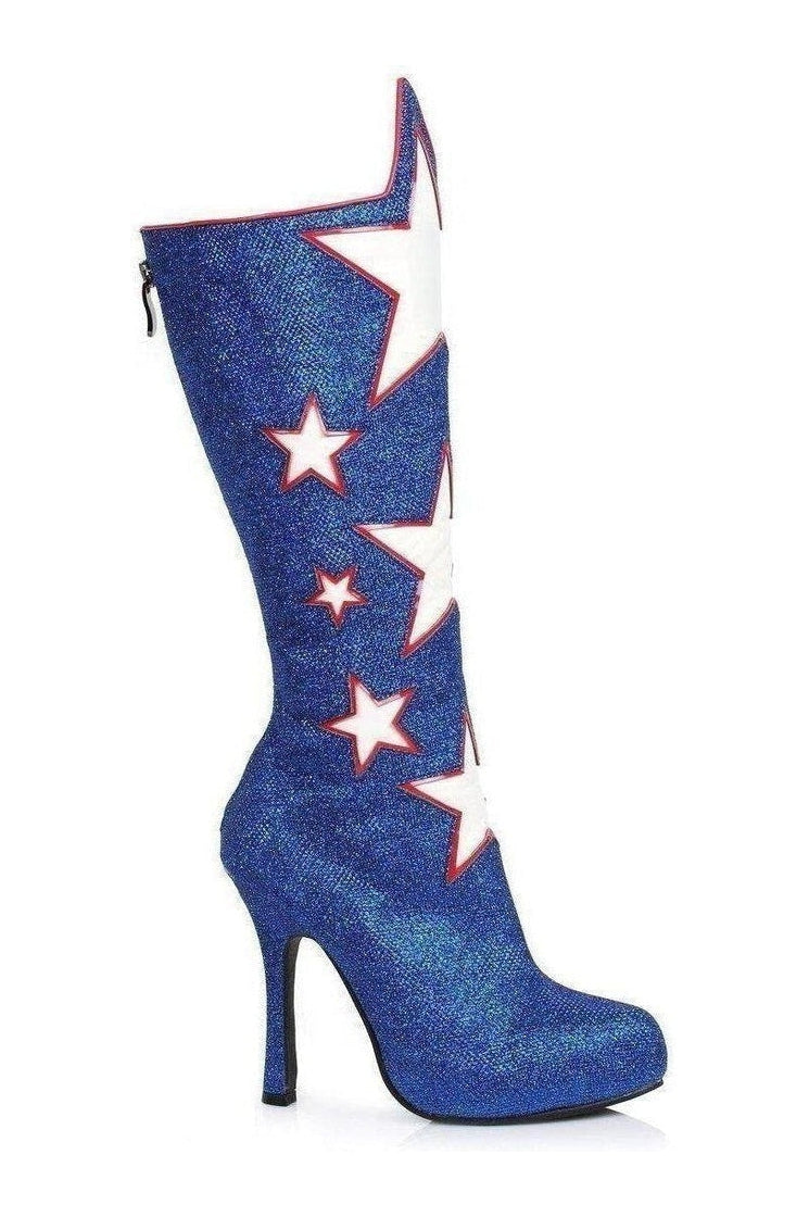420-HERO Costume Boot | Blue Glitter-Ellie Shoes-SEXYSHOES.COM